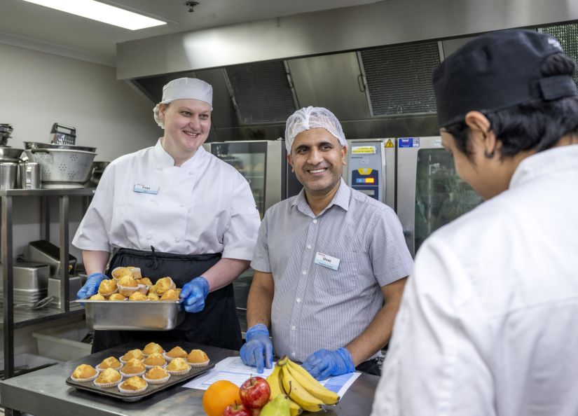 Eldercare chefs and hospitality staff working together at The Lodge aged care home.
