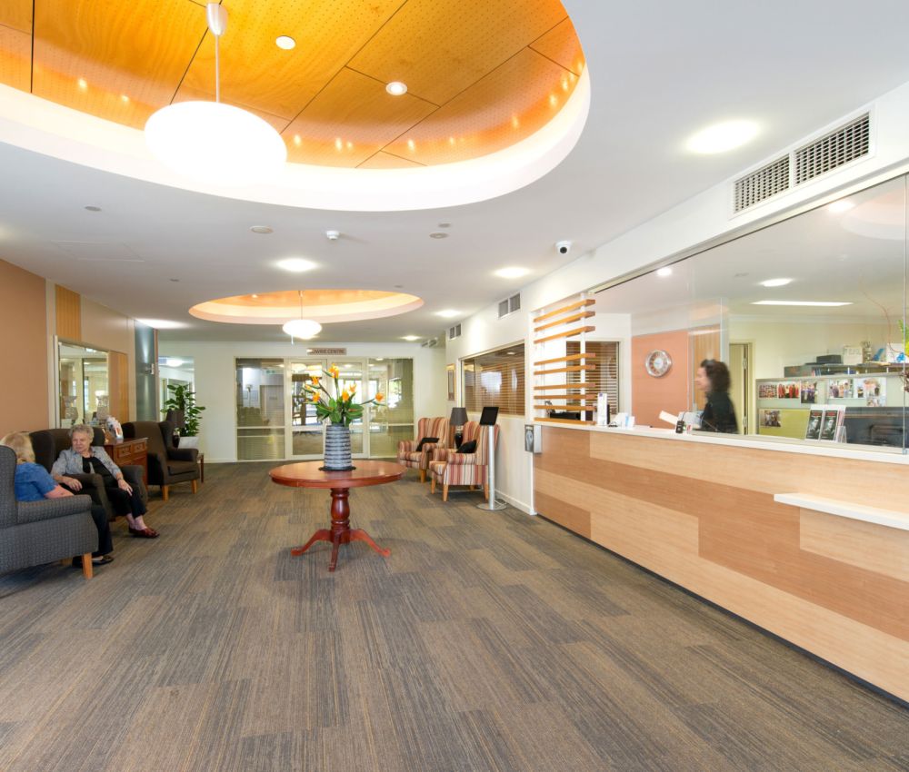 Reception and lounge area at Eldercare Allambi.