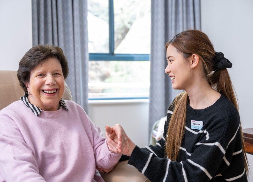 Eldercare The Lodge resident and Physiotherapist.