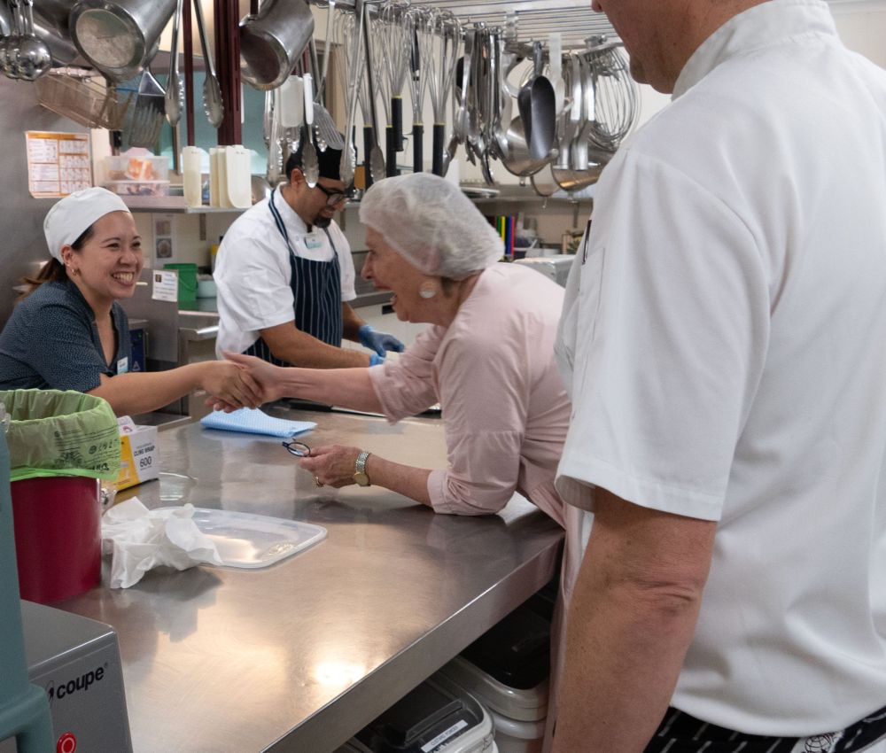 Maggie Beer with Eldercare Seaford staff.