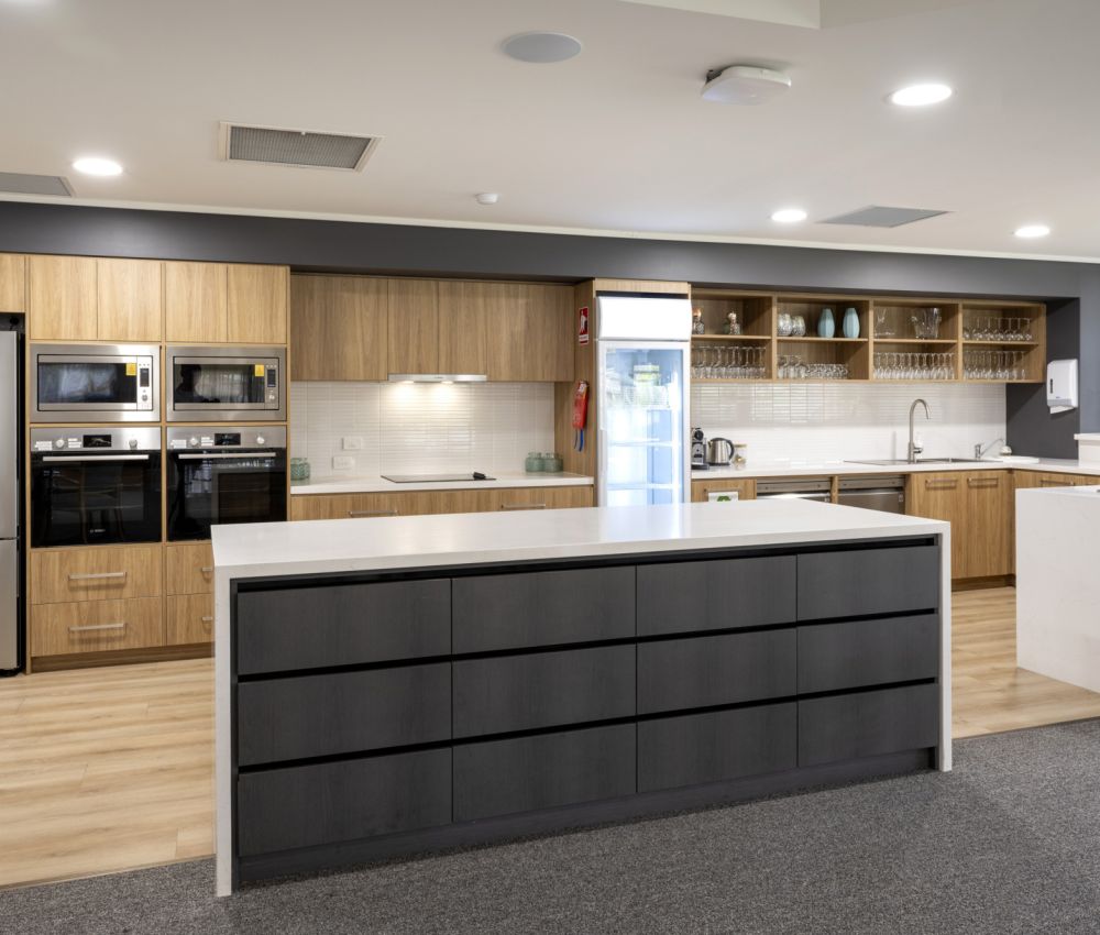 Eldercare Carisfield Retirement Village communal kitchen and bar.