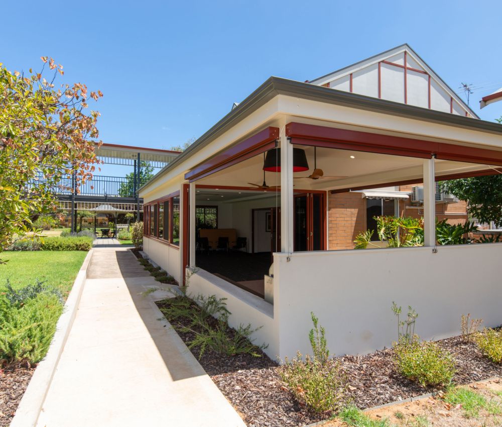 Eldercare College Green Retirement Living gardens and community room.