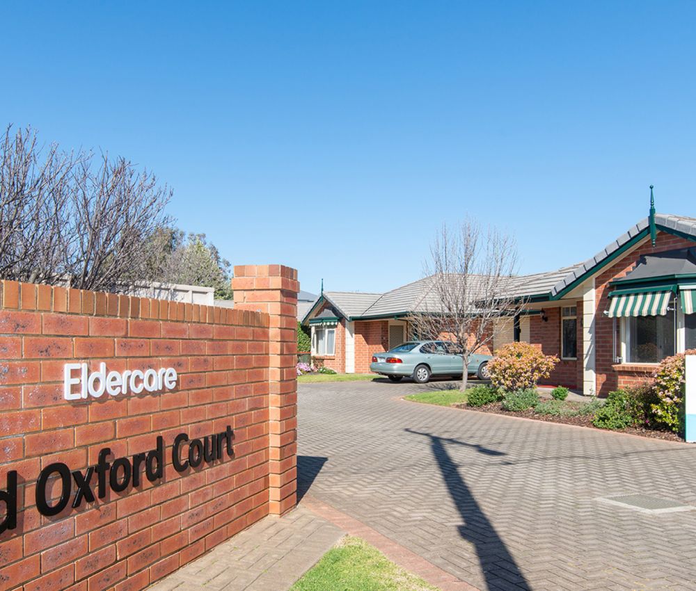 Eldercare Old Oxford Retirement Living entrance signage.